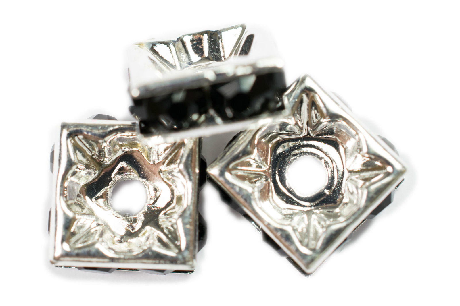 Kristallrondelle in hochwertigen Strasskristallen Eckig in verschiedenen Farben